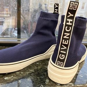 Givenchy GEORGE V CLOTH HIGH TRAINERS - NAVY